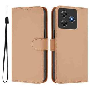 For Blackview Wave 8C Skin Feel Solid Color Leather Phone Case with Lanyard(Nude)