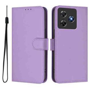 For Blackview Wave 8C Skin Feel Solid Color Leather Phone Case with Lanyard(Lavender Purple)