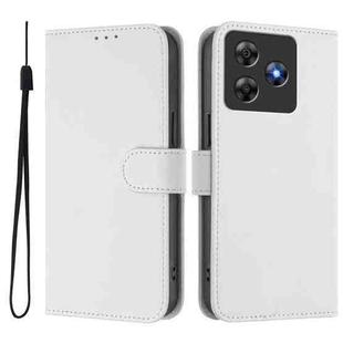 For Blackview Wave 8C Skin Feel Solid Color Leather Phone Case with Lanyard(White)