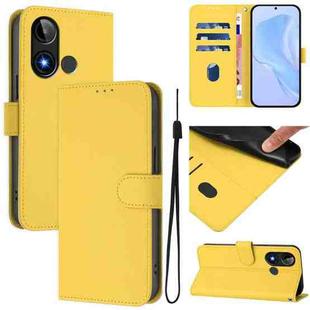 For BLU C9 Skin Feel Solid Color Leather Phone Case with Lanyard(Lemon Yellow)