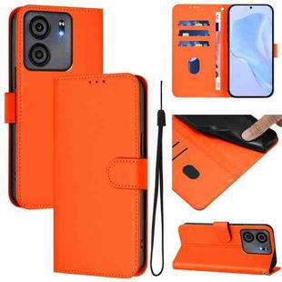 For BLU View 5 Skin Feel Solid Color Leather Phone Case with Lanyard(Orange)