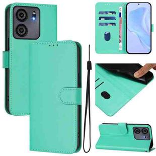 For BLU View 5 Skin Feel Solid Color Leather Phone Case with Lanyard(Green)