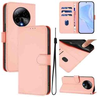 For BLU Bold K50 Skin Feel Solid Color Leather Phone Case with Lanyard(Pink)