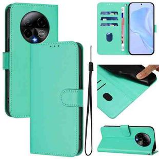 For BLU Bold K50 Skin Feel Solid Color Leather Phone Case with Lanyard(Green)