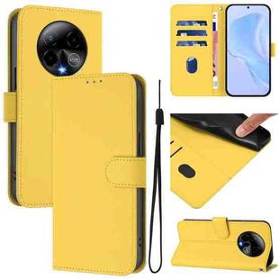 For BLU Bold K50 Skin Feel Solid Color Leather Phone Case with Lanyard(Lemon Yellow)