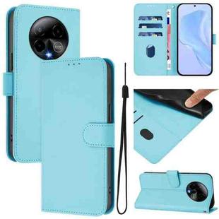 For BLU Bold K50 Skin Feel Solid Color Leather Phone Case with Lanyard(Sky Blue)