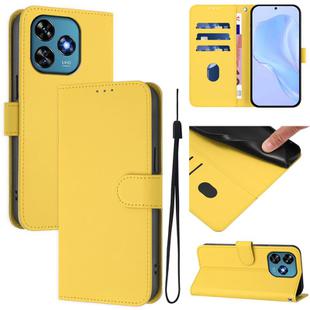 For Oukitel C51 Skin Feel Solid Color Leather Phone Case with Lanyard(Lemon Yellow)