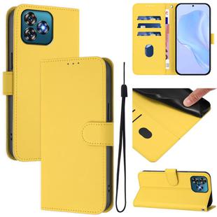 For Oukitel C53 Skin Feel Solid Color Leather Phone Case with Lanyard(Lemon Yellow)