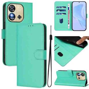 For Oukitel C57s Skin Feel Solid Color Leather Phone Case with Lanyard(Green)