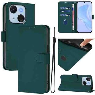 For itel A50C Skin Feel Solid Color Leather Phone Case with Lanyard(Dark Green)