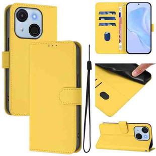 For itel A50C Skin Feel Solid Color Leather Phone Case with Lanyard(Lemon Yellow)