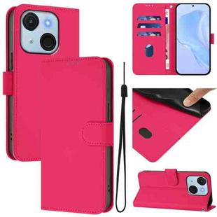 For itel A50C Skin Feel Solid Color Leather Phone Case with Lanyard(Rose Red)