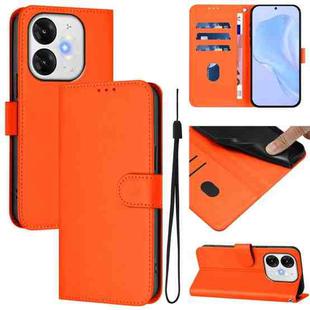 For itel A80 4G Skin Feel Solid Color Leather Phone Case with Lanyard(Orange)