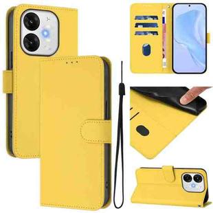 For itel A80 4G Skin Feel Solid Color Leather Phone Case with Lanyard(Lemon Yellow)