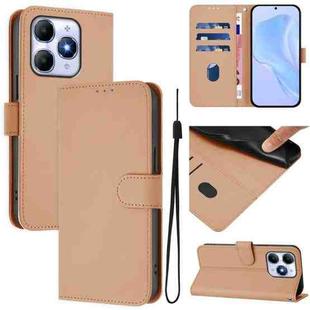 For itel A90 4G Skin Feel Solid Color Leather Phone Case with Lanyard(Nude)