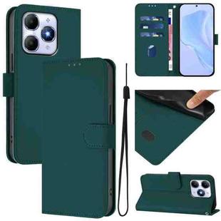 For itel A90 4G Skin Feel Solid Color Leather Phone Case with Lanyard(Dark Green)