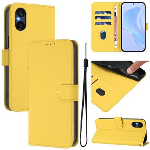 For Sony Xperia 5 VI 2024 Skin Feel Solid Color Leather Phone Case with Lanyard(Lemon Yellow)