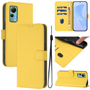 For Ulefone Note 14 Skin Feel Solid Color Leather Phone Case with Lanyard(Lemon Yellow)
