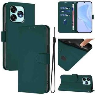 For Umidigi A15 / A15C / A15T Skin Feel Solid Color Leather Phone Case with Lanyard(Dark Green)