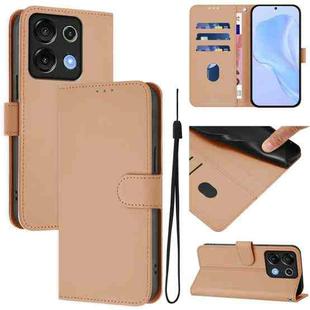 For Umidigi G9 5G Skin Feel Solid Color Leather Phone Case with Lanyard(Nude)