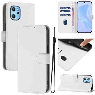 For Umidigi Power 7 Max Skin Feel Solid Color Leather Phone Case with Lanyard(White)