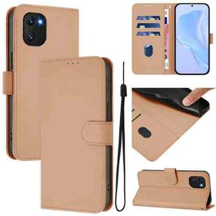 For Umidigi Power 7 / 7S Skin Feel Solid Color Leather Phone Case with Lanyard(Nude)