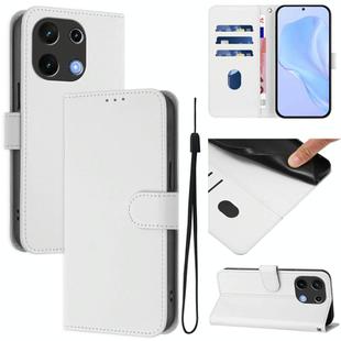 For Umidigi Note 100 Skin Feel Solid Color Leather Phone Case with Lanyard(White)