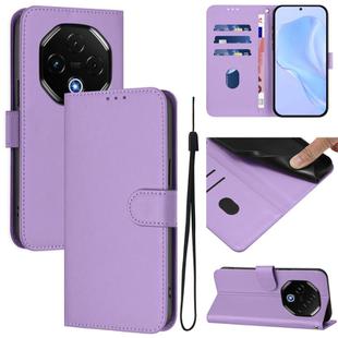 For Umidigi G100 Pro Skin Feel Solid Color Leather Phone Case with Lanyard(Lavender Purple)