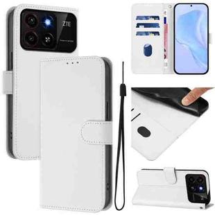 For ZTE Blade A35 / A55 Skin Feel Solid Color Leather Phone Case with Lanyard(White)