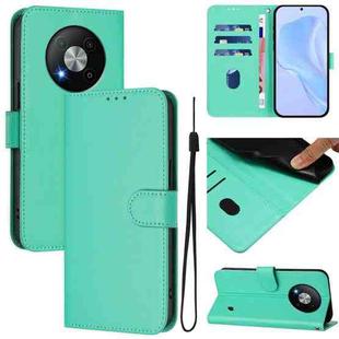 For ZTE Blade A73 5G Skin Feel Solid Color Leather Phone Case with Lanyard(Green)