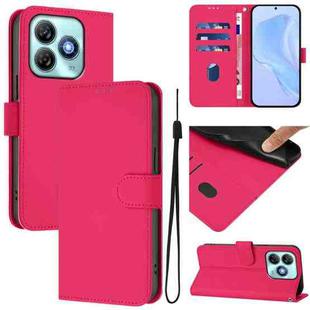 For ZTE Blade A75 4G Skin Feel Solid Color Leather Phone Case with Lanyard(Rose Red)