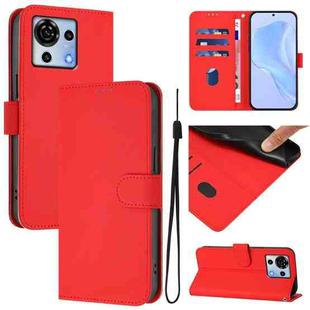 For ZTE Blade V50 Vita Skin Feel Solid Color Leather Phone Case with Lanyard(Red)