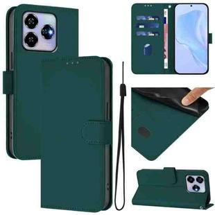 For ZTE Blade V60 4G / Axon 60 4G Skin Feel Solid Color Leather Phone Case with Lanyard(Dark Green)