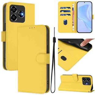 For ZTE Blade V60 Design Skin Feel Solid Color Leather Phone Case with Lanyard(Lemon Yellow)