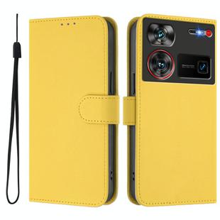 For ZTE Nubia Z60 Ultra Skin Feel Solid Color Leather Phone Case with Lanyard(Lemon Yellow)