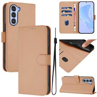 For ZTE Nubia S 5G A403ZT Skin Feel Solid Color Leather Phone Case with Lanyard(Nude)