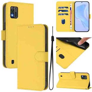 For ZTE Blade A52 Lite Skin Feel Solid Color Leather Phone Case with Lanyard(Lemon Yellow)