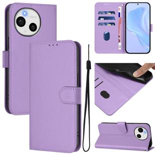 For Sharp Aquos Sense9 Plus Skin Feel Solid Color Leather Phone Case with Lanyard(Lavender Purple)