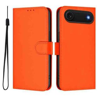 For iPhone Air Skin Feel Solid Color Leather Phone Case with Lanyard(Orange)