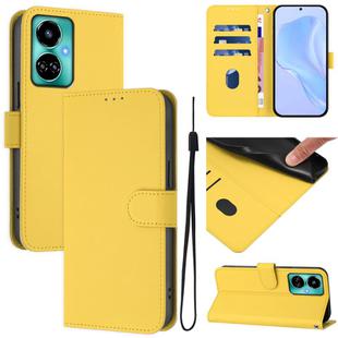 For Tecno Camon 19 / 19 Pro 5G Skin Feel Solid Color Leather Phone Case with Lanyard(Lemon Yellow)