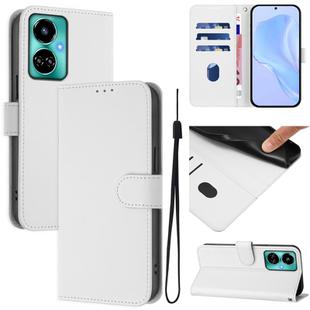 For Tecno Camon 19 / 19 Pro 5G Skin Feel Solid Color Leather Phone Case with Lanyard(White)