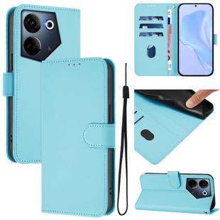 For Tecno Camon 20 Pro 4G Skin Feel Solid Color Leather Phone Case with Lanyard(Sky Blue)