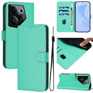 For Tecno Camon 20 Premier 5G Skin Feel Solid Color Leather Phone Case with Lanyard(Green)