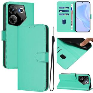 For Tecno Camon 20 Pro 5G Skin Feel Solid Color Leather Phone Case with Lanyard(Green)