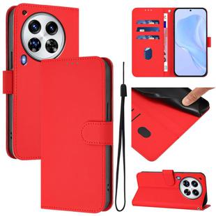 For Tecno Camon 30 Premier 5G Skin Feel Solid Color Leather Phone Case with Lanyard(Red)