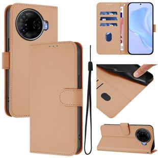 For Tecno Camon 30 Pro 5G Skin Feel Solid Color Leather Phone Case with Lanyard(Nude)