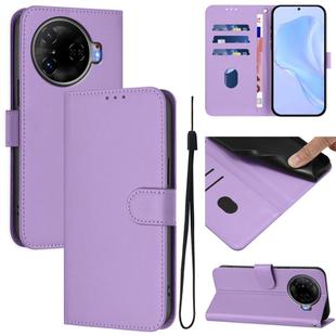 For Tecno Camon 30 Pro 5G Skin Feel Solid Color Leather Phone Case with Lanyard(Lavender Purple)