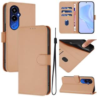 For Tecno Pova 4 Pro Skin Feel Solid Color Leather Phone Case with Lanyard(Nude)