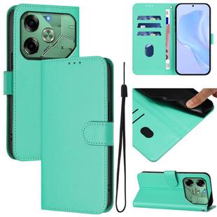 For Tecno Pova 6 4G Skin Feel Solid Color Leather Phone Case with Lanyard(Green)