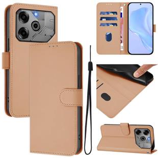 For Tecno Pova 6 5G / 6 Pro 5G Skin Feel Solid Color Leather Phone Case with Lanyard(Nude)
